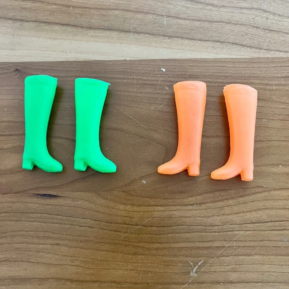 Vintage Doll Boots‎ Lot Neon Green Orange Tall Go-Go Boots Barbie Fashion Doll